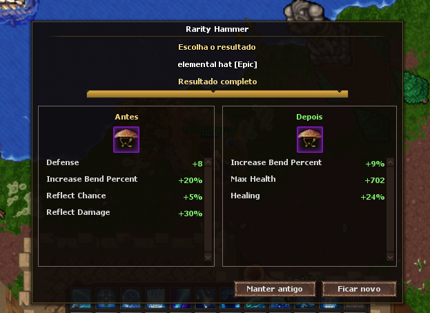 Janela do Rarity Hammer mostrando antes e depois